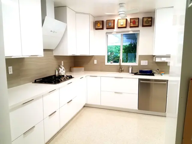 White U-shaped kitchen